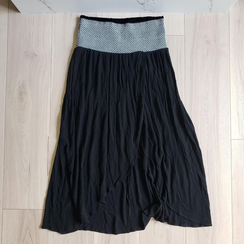 INC International Concepts Skirt Womens L Black Solid Maxi Elastic Waist Casual